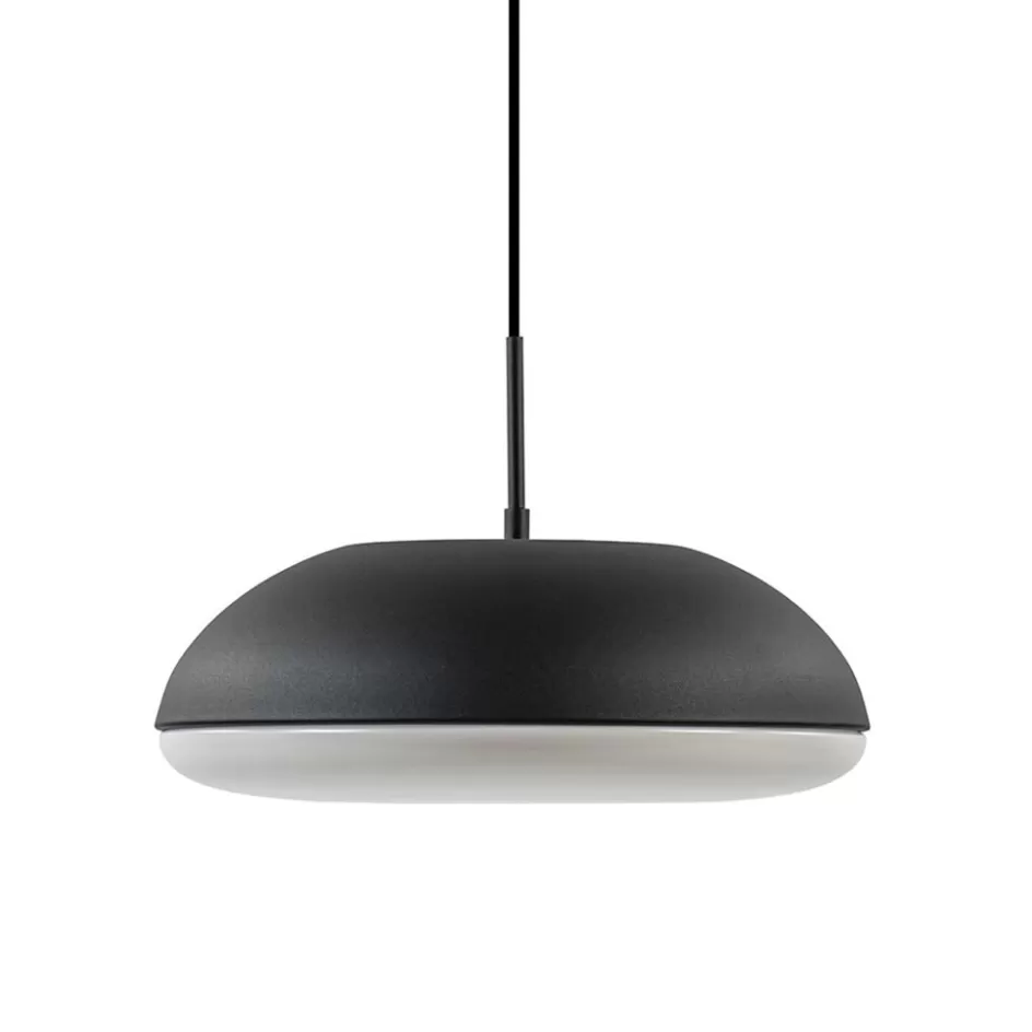 Eettafellampen | Eetkamerverlichting>Straluma Strakke ronde hanglamp koepel mat zwart 38 cm