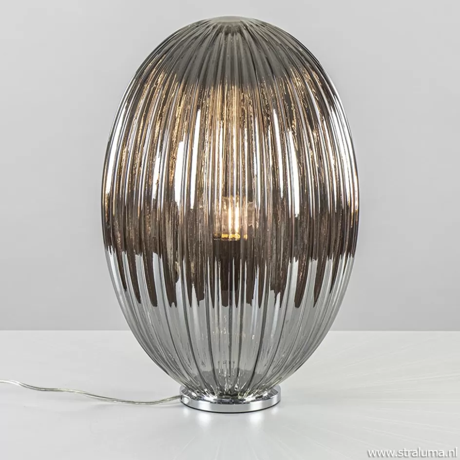 Tafellampen | Luxe Verlichting>Straluma Tafellamp Egg Rib smoke glas