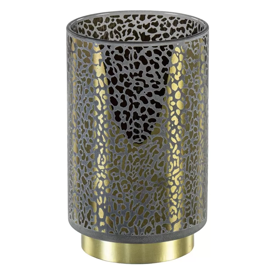 Tafellampen | Light and Living>Straluma Tafellamp Leopard op batterij donker grijs met goud