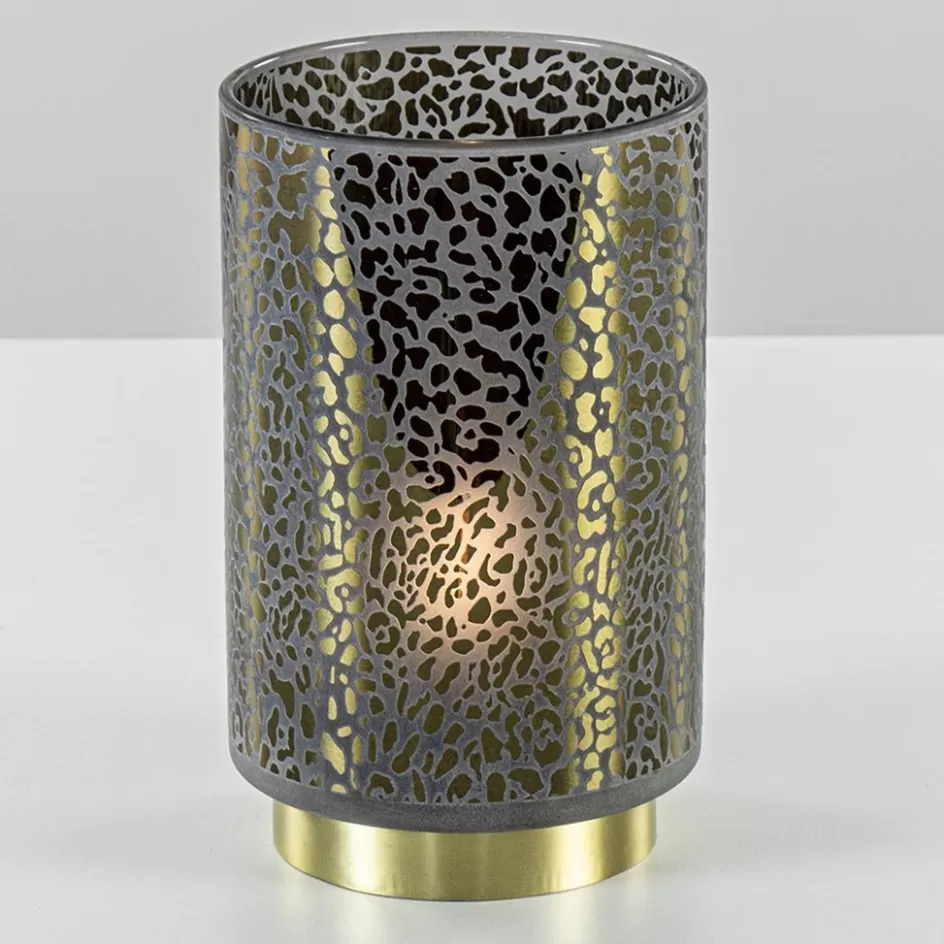 Tafellampen | Light and Living>Straluma Tafellamp Leopard op batterij donker grijs met goud