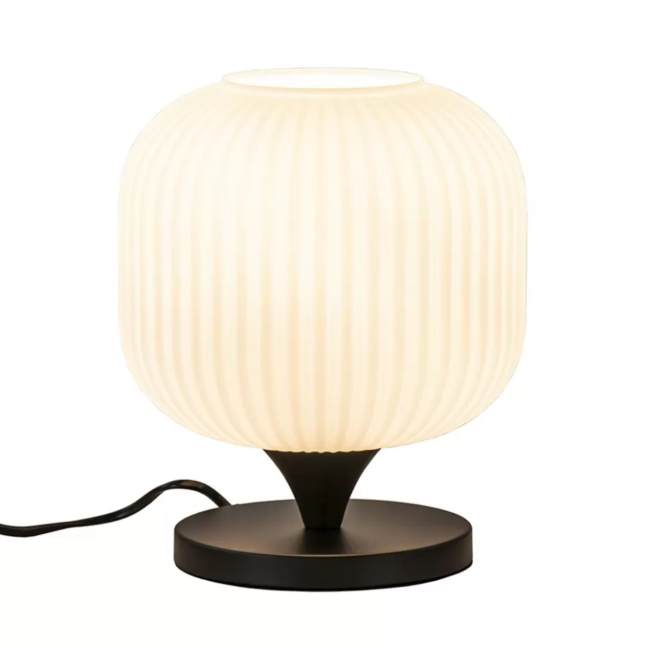 Tafellampen | Retro Verlichting>Straluma Tafellamp mat zwart met wit glas