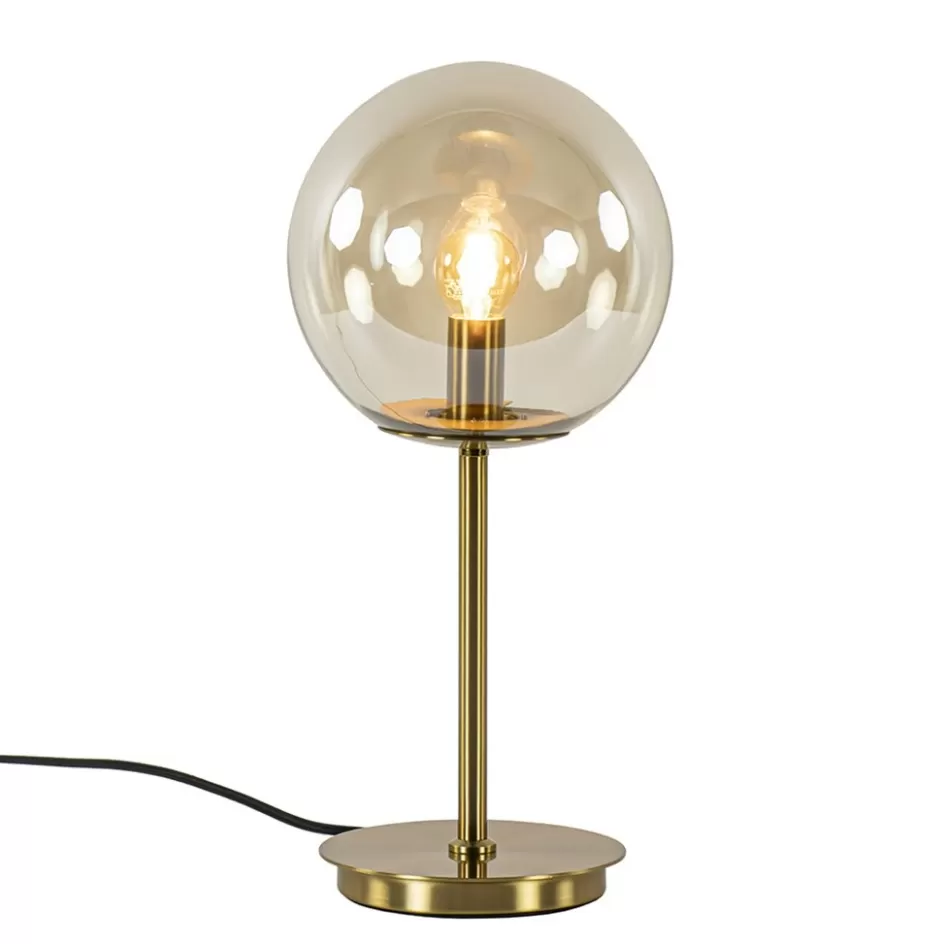 Tafellampen | Light and Living>Straluma Tafellamp Medina goud met amber glas L&L