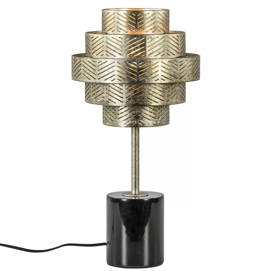 Tafellampen | Decoratieve Verlichting>Straluma Tafellamp Vegas oud zilver/marmer zwart