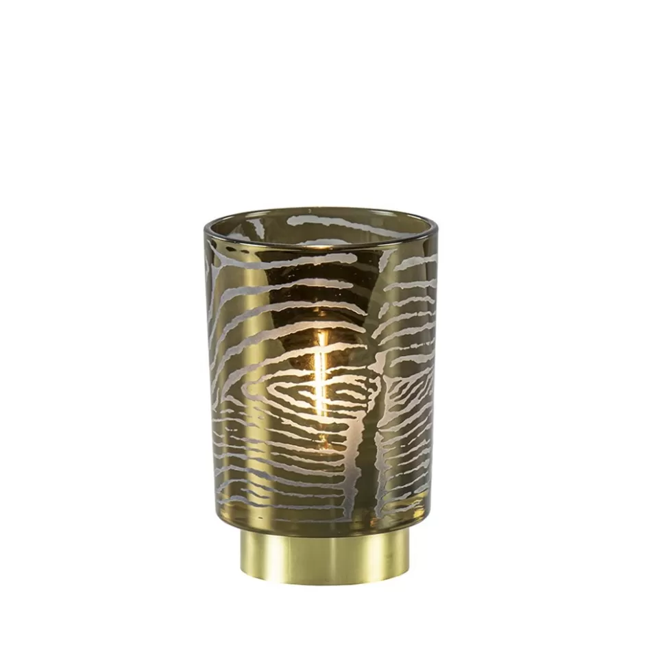 Tafellampen | Light and Living>Straluma Tafellamp Zebra grijs goud op batterijen Light & Living