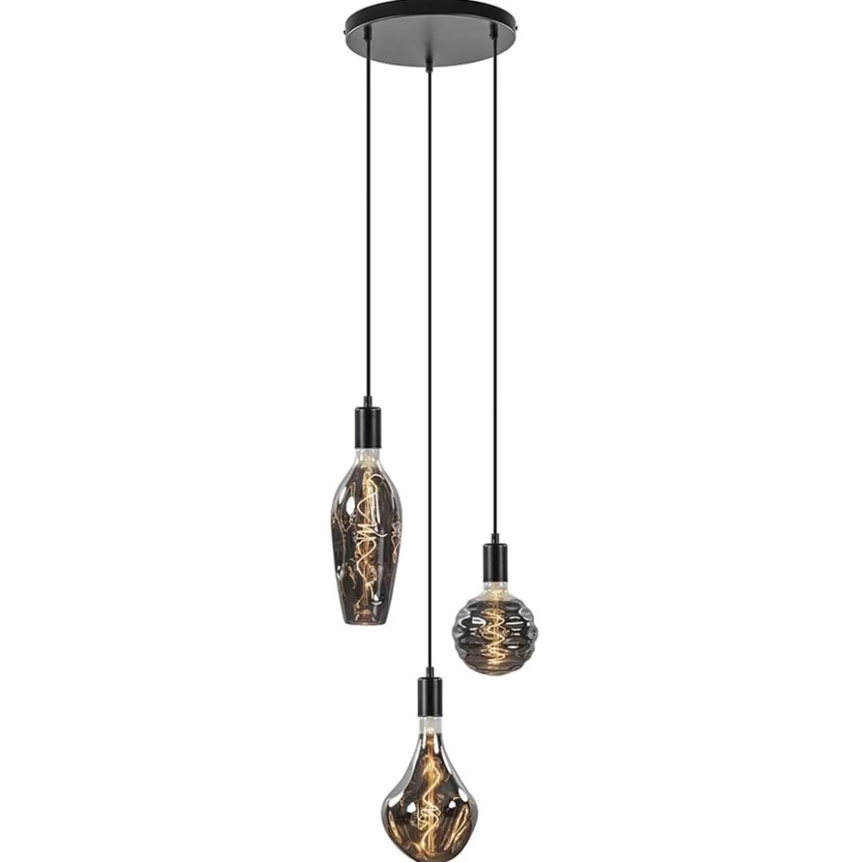 Eetkamerverlichting | Hanglampen>Straluma Trendy 3-lichts hanglamp mat zwart exclusief lichtbron