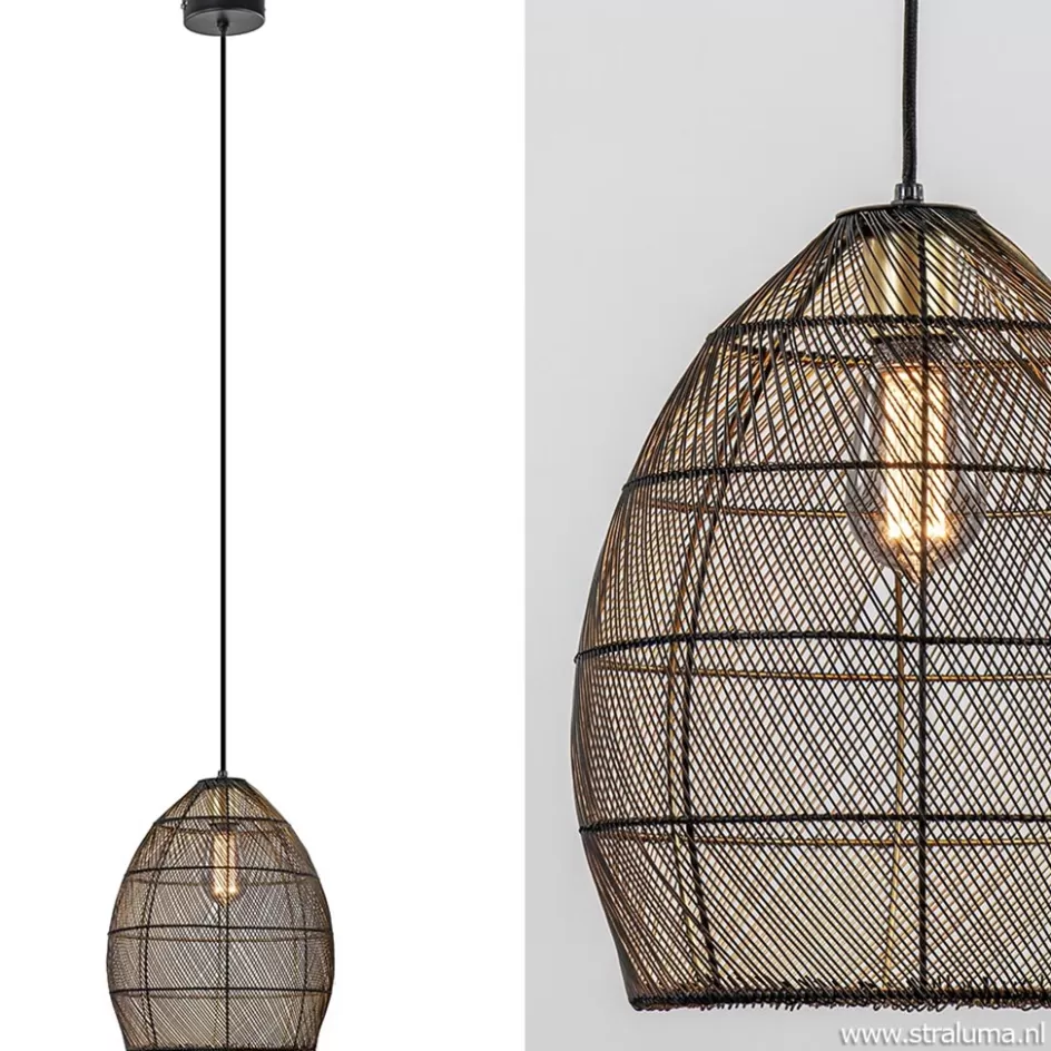 Draadlampen | Light and Living>Straluma Trendy draad hanglamp Meya zwart/goud