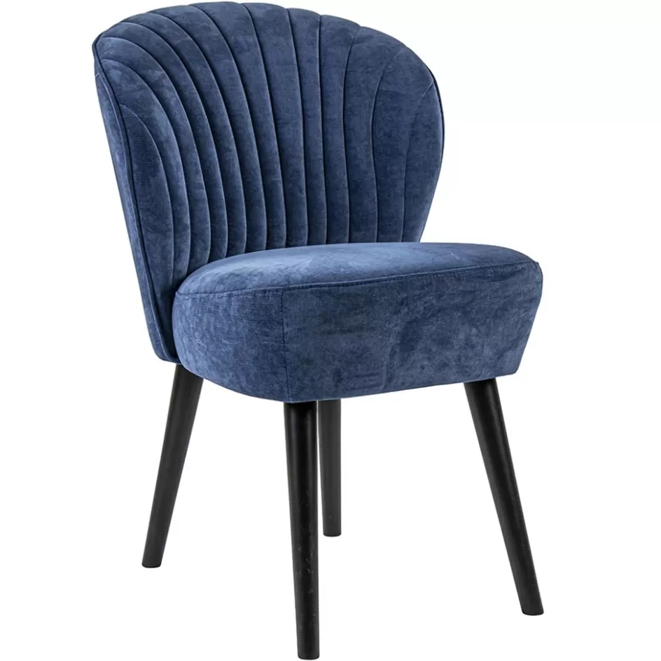 Eetkamerstoelen>Straluma Trendy eetkamerstoel blauw met zwarte houten poot