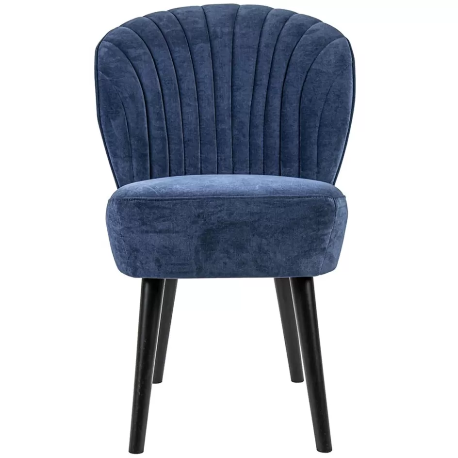 Eetkamerstoelen>Straluma Trendy eetkamerstoel blauw met zwarte houten poot