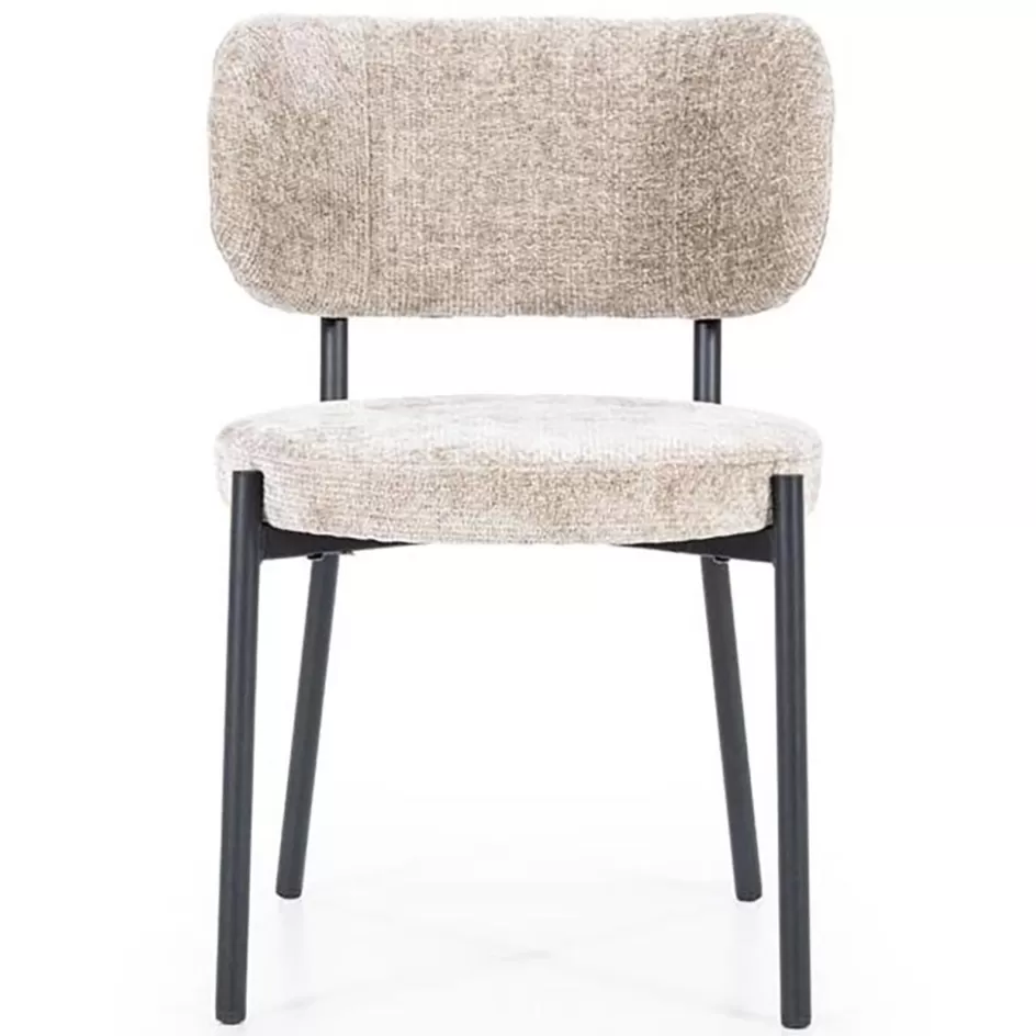 Eetkamerstoelen>Straluma Trendy eetkamerstoel gemêleerd taupe met zwarte poot