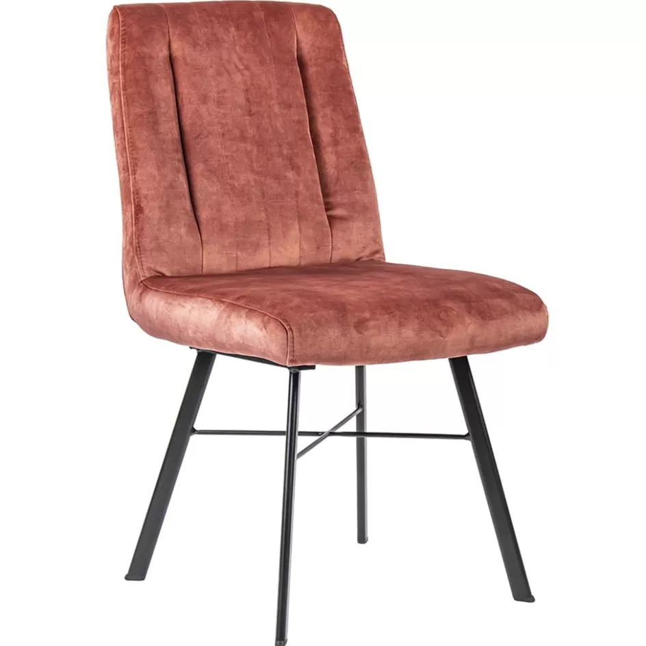 Eetkamerstoelen>Straluma Trendy eetkamerstoel velvet blush met zwarte pootjes