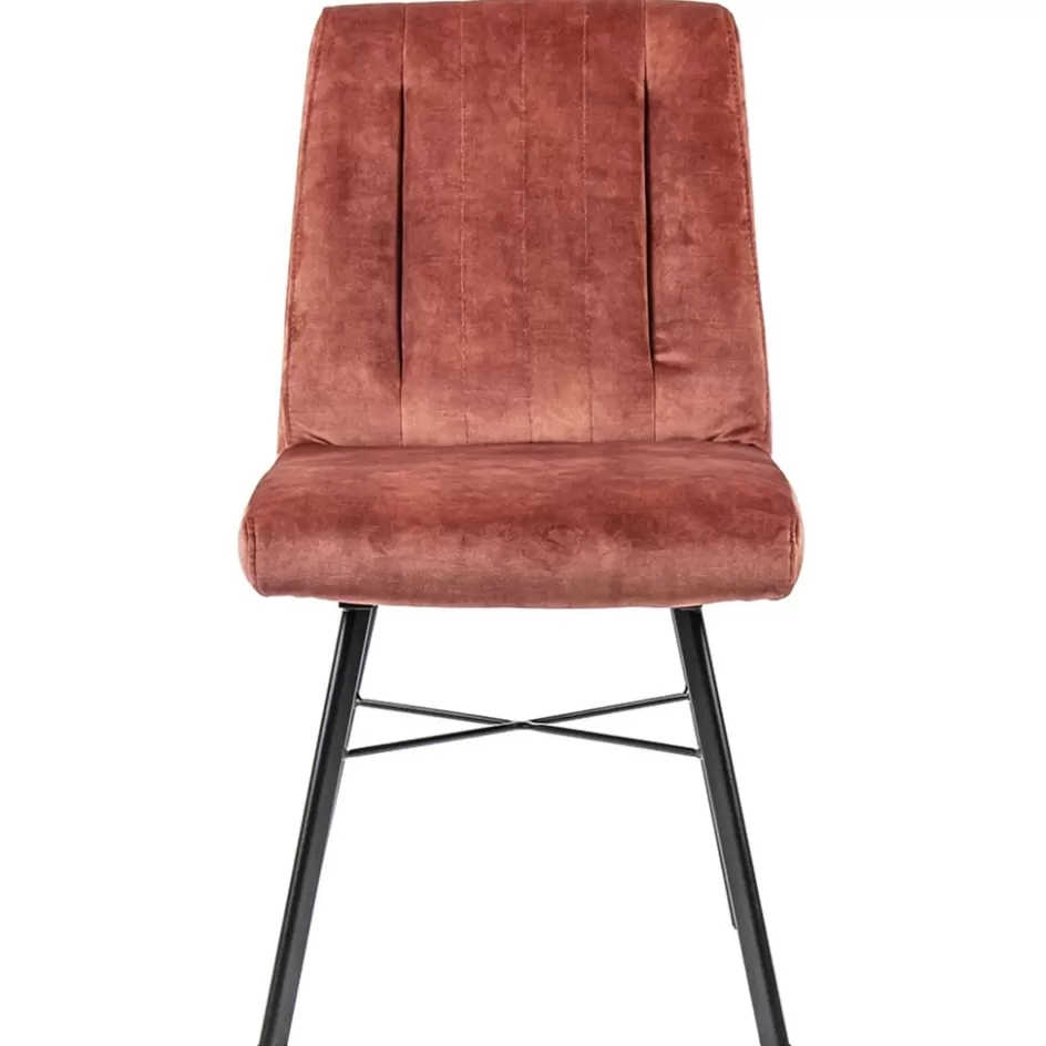 Eetkamerstoelen>Straluma Trendy eetkamerstoel velvet blush met zwarte pootjes