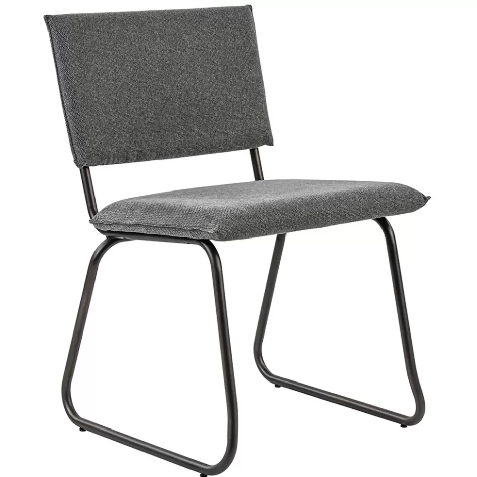 Eetkamerstoelen>Straluma Trendy eettafelstoel grijs met gunmetal poot