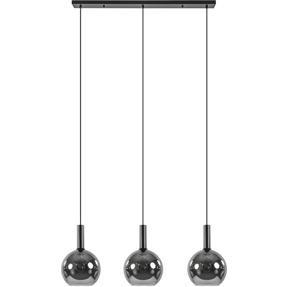 Eettafellampen | Pendel Lampen>Straluma Trendy hanglamp met smoke/titanium glazen bollen