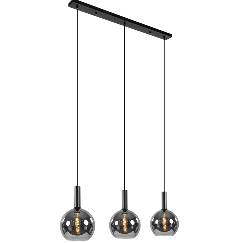 Eettafellampen | Pendel Lampen>Straluma Trendy hanglamp met smoke/titanium glazen bollen