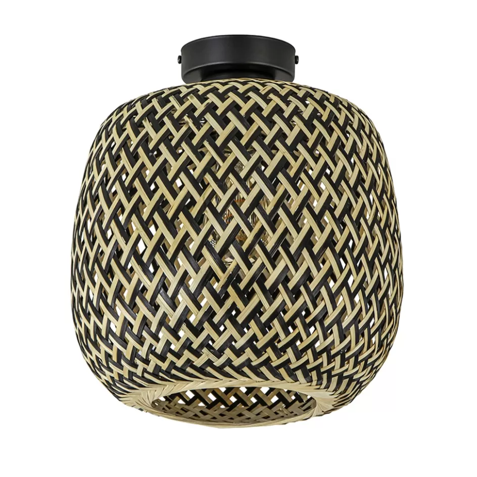 Woonkamerlampen | Tienerkamerlampen>Straluma Trendy plafondlamp bamboe naturel/zwart