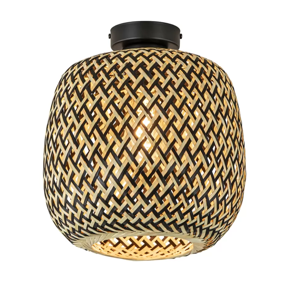 Woonkamerlampen | Tienerkamerlampen>Straluma Trendy plafondlamp bamboe naturel/zwart