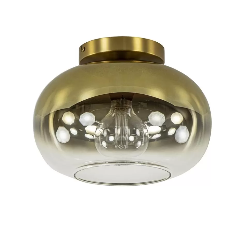 Plafondlampen | Retro Verlichting>Straluma Trendy plafondlamp goud met goud gradiënt glas