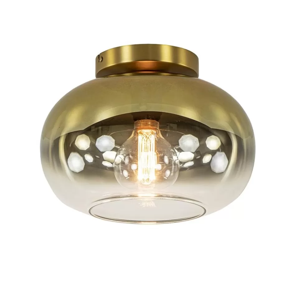 Plafondlampen | Retro Verlichting>Straluma Trendy plafondlamp goud met goud gradiënt glas