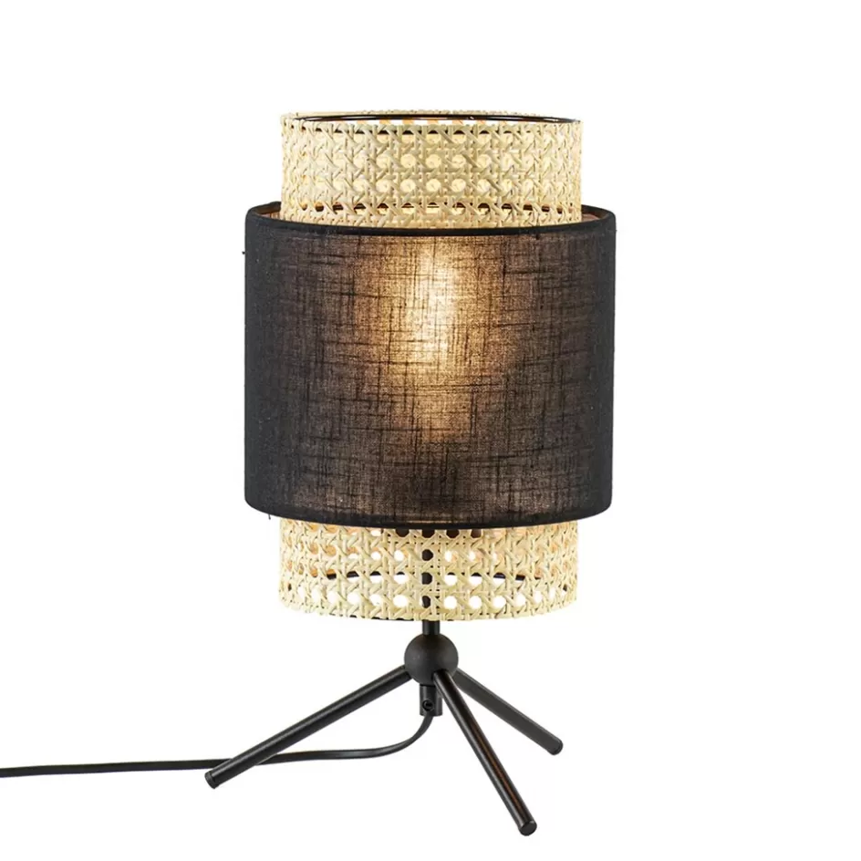 Tafellampen | Driepoot lampen>Straluma Trendy tafellamp driepoot zwart met webbing