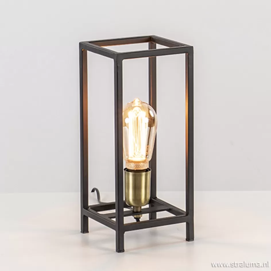 Light and Living | Slaapkamerlampen>Straluma Trendy tafellamp Marlay zwart met brons