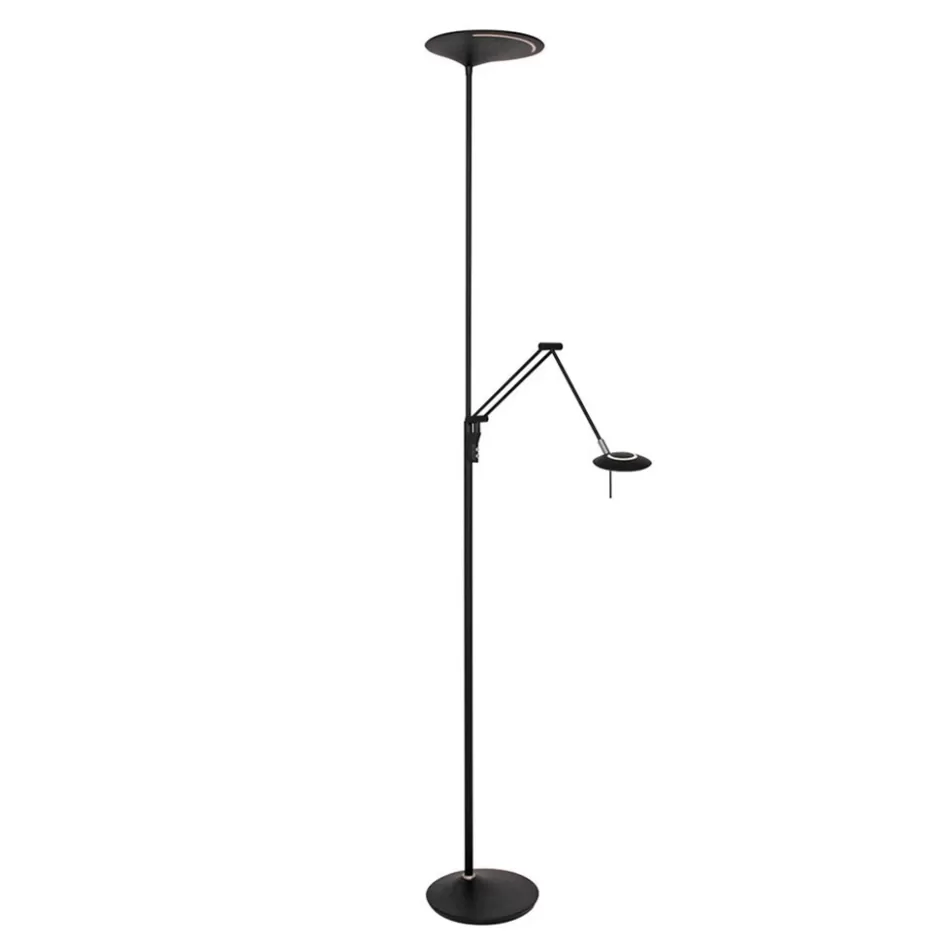 Vloerlampen | Leeslampen>Straluma Uplighter zwart met leeslamp - 2 x pushdimmer