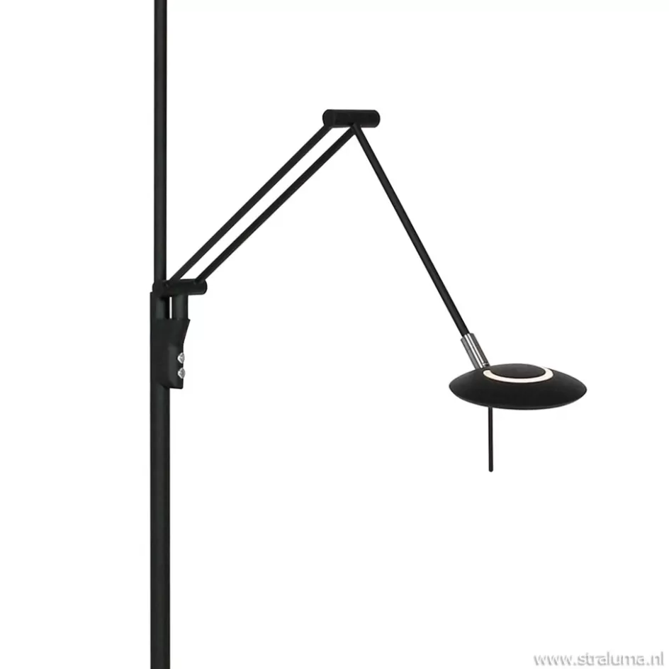 Vloerlampen | Leeslampen>Straluma Uplighter zwart met leeslamp - 2 x pushdimmer