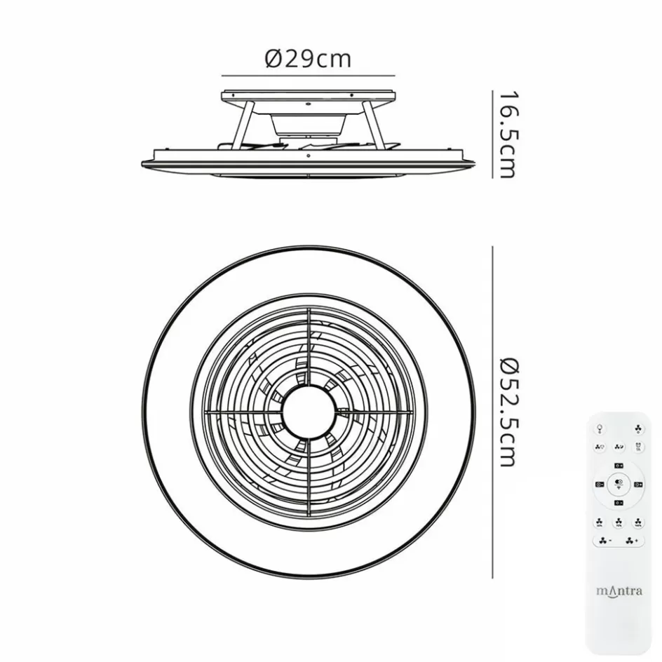 Plafondlampen | Plafondventilatoren met lamp>Straluma Ventilator Alisio Mini zwart met remote