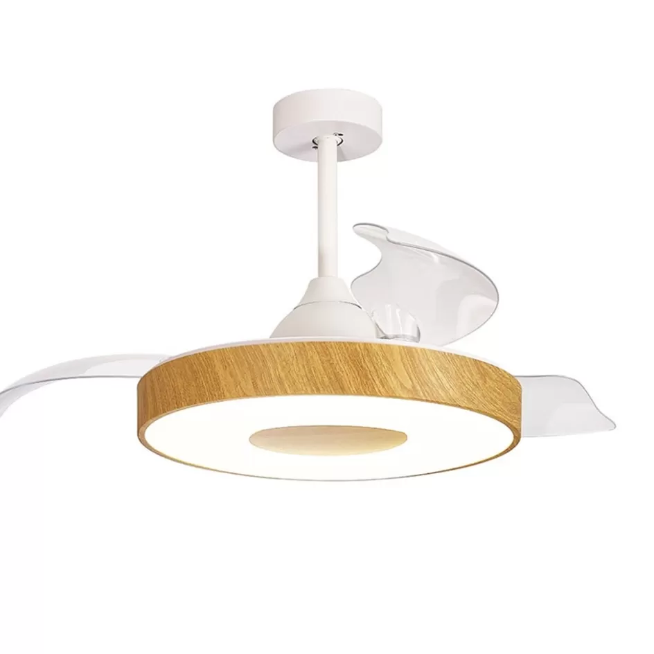 Plafondlampen | Plafondventilatoren met lamp>Straluma Ventilator Coin hout remote cct