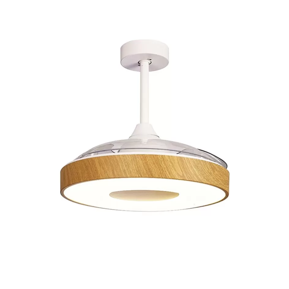 Plafondlampen | Plafondventilatoren met lamp>Straluma Ventilator Coin hout remote cct