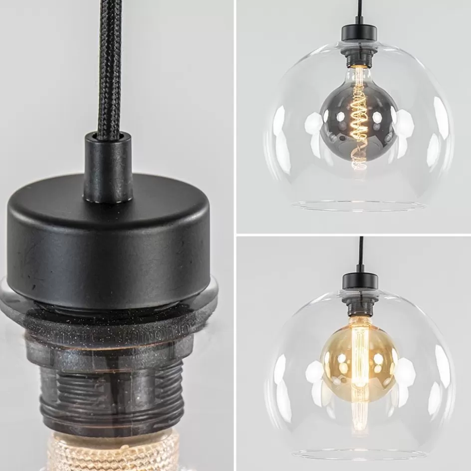 Videverlichting | Pendel Lampen>Straluma Videlamp / multipendel zwart met 5 helder glazen bollen