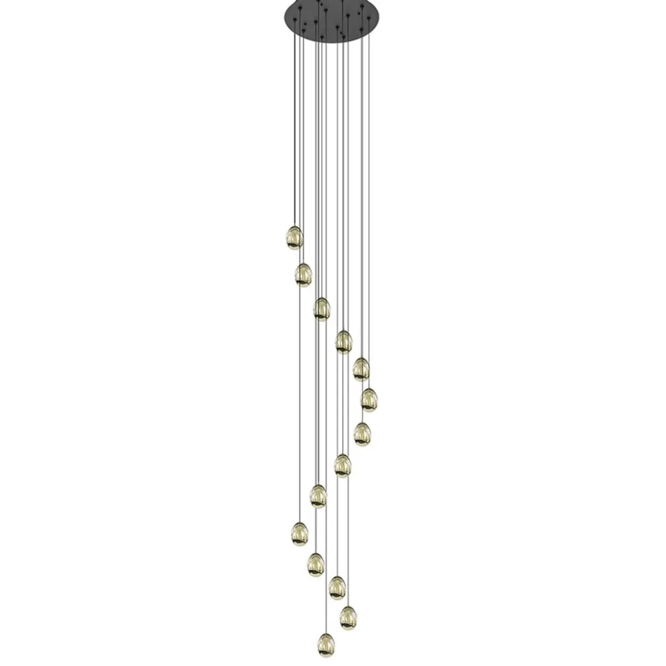 Hanglampen | Videverlichting>Straluma Videlamp Golden Egg 14L zwart/goud