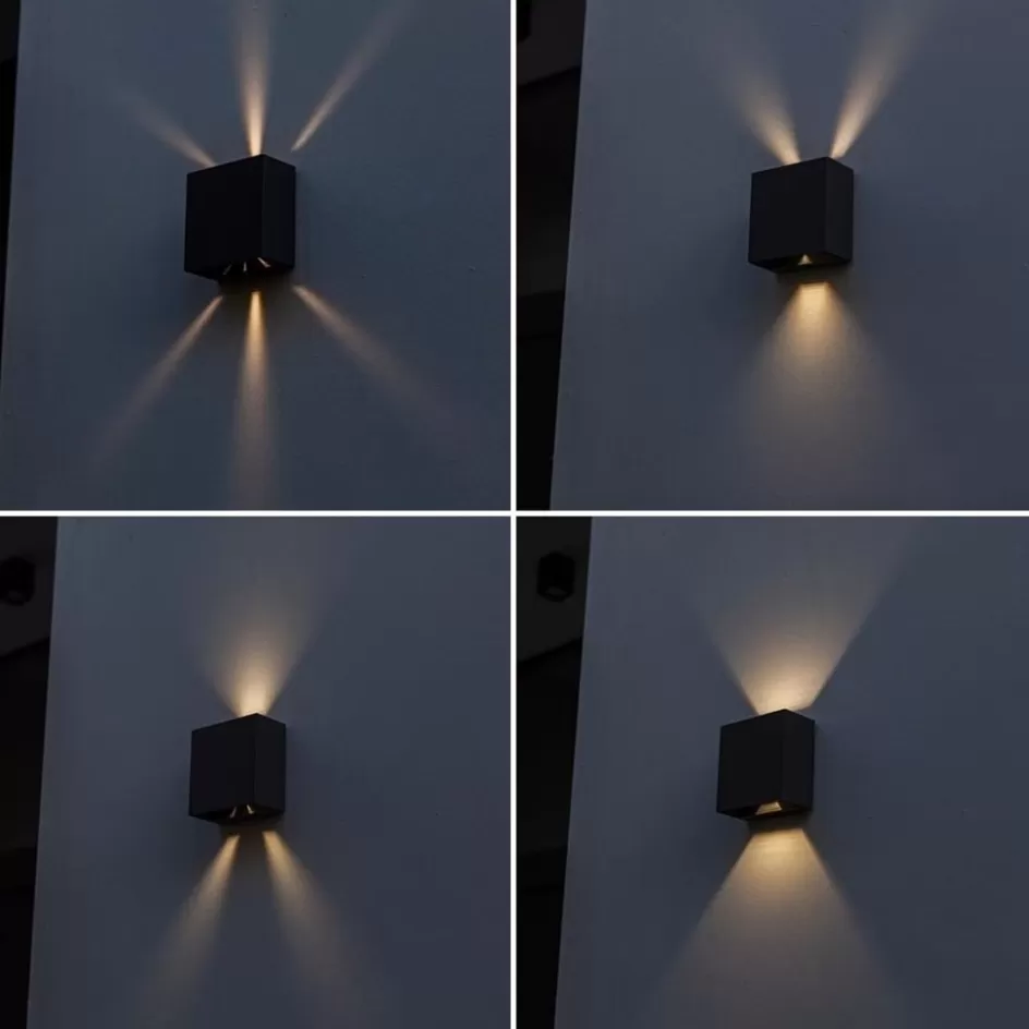 Buitenlampen>Straluma Vierkante LED buitenlamp wand zwart up+down