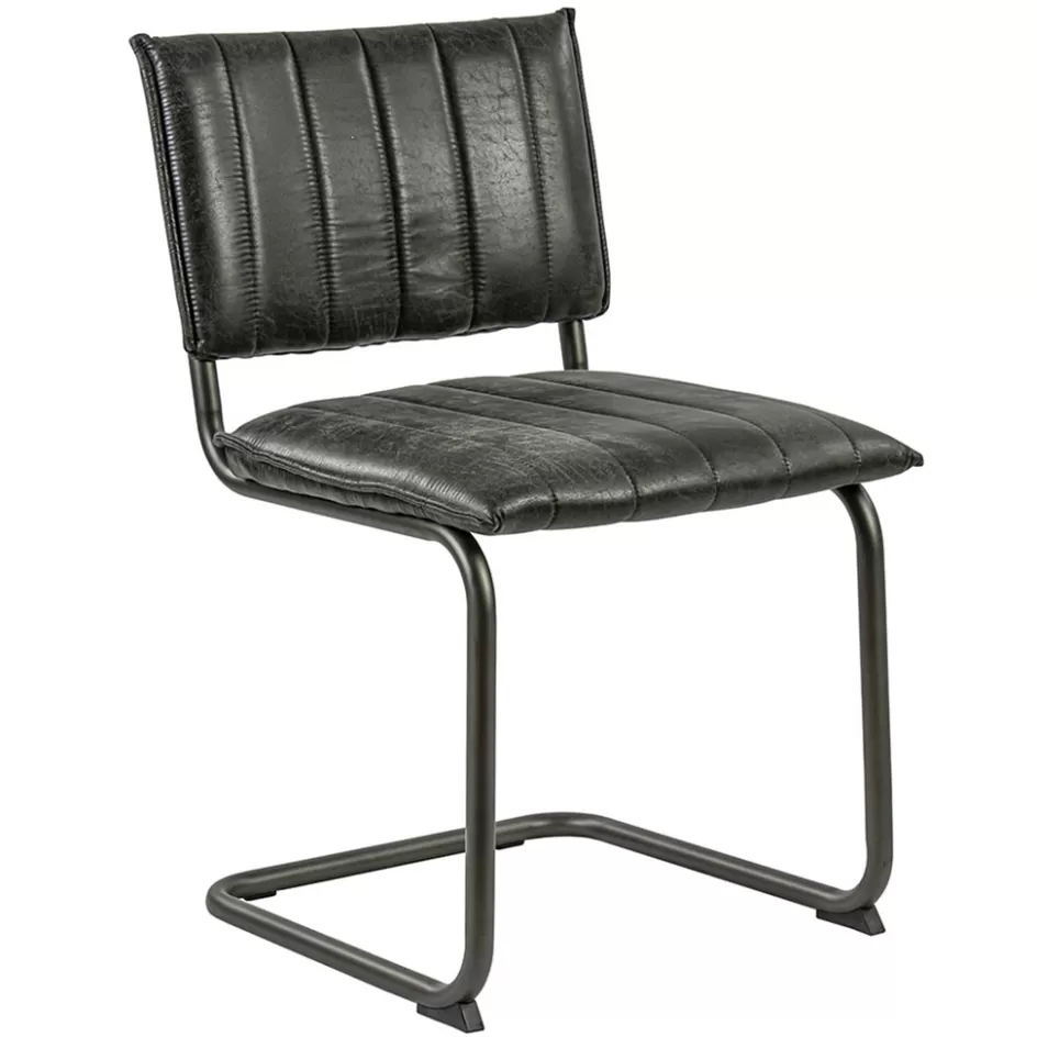 Eetkamerstoelen>Straluma Vintage eetkamerstoel dark grey met gunmetal frame