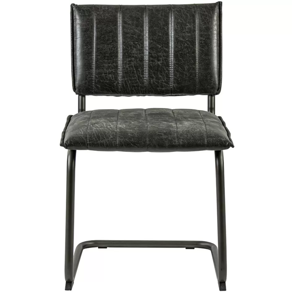 Eetkamerstoelen>Straluma Vintage eetkamerstoel dark grey met gunmetal frame
