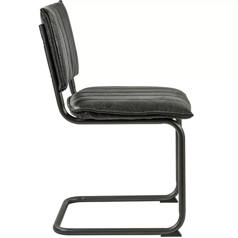 Eetkamerstoelen>Straluma Vintage eetkamerstoel dark grey met gunmetal frame