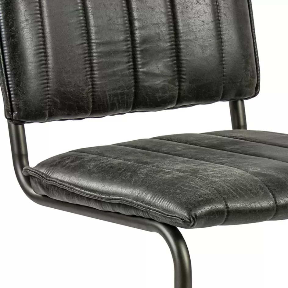 Eetkamerstoelen>Straluma Vintage eetkamerstoel dark grey met gunmetal frame