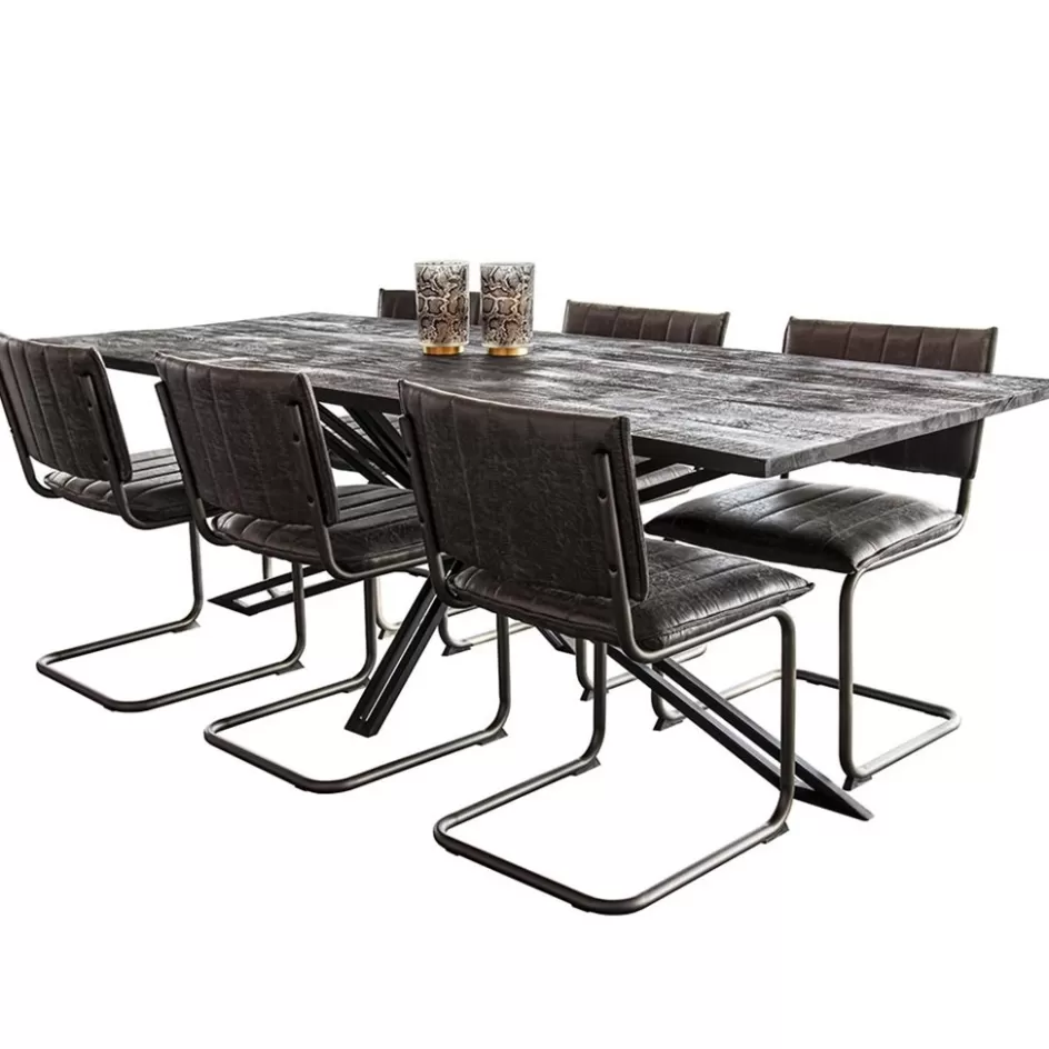 Eetkamerstoelen>Straluma Vintage eetkamerstoel dark grey met gunmetal frame