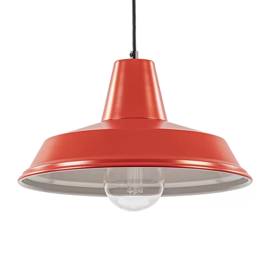 Woonkamerlampen | Tienerkamerlampen>Straluma Vintage hanglamp rood met wit en zwart snoer