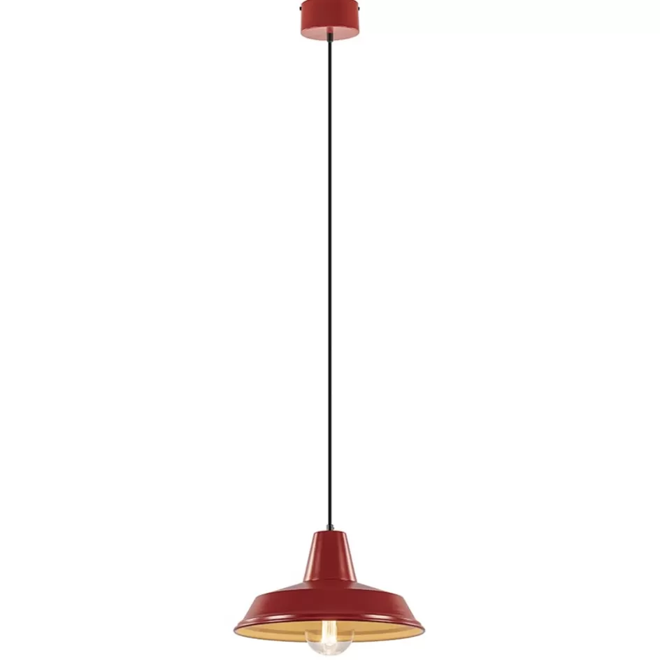 Woonkamerlampen | Tienerkamerlampen>Straluma Vintage hanglamp rood met wit en zwart snoer