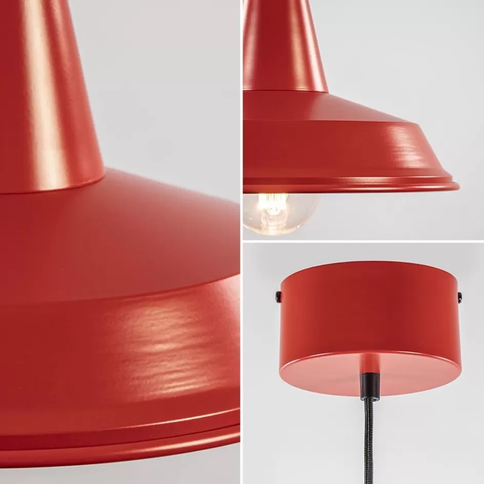 Woonkamerlampen | Tienerkamerlampen>Straluma Vintage hanglamp rood met wit en zwart snoer