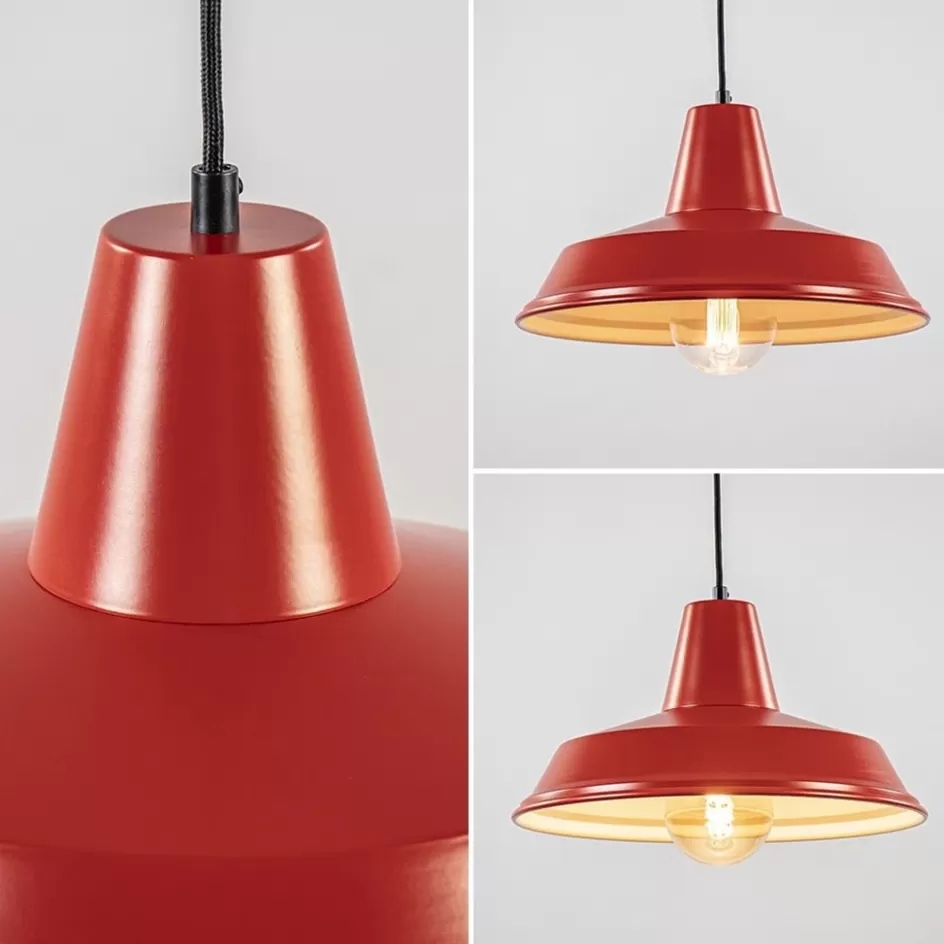 Woonkamerlampen | Tienerkamerlampen>Straluma Vintage hanglamp rood met wit en zwart snoer