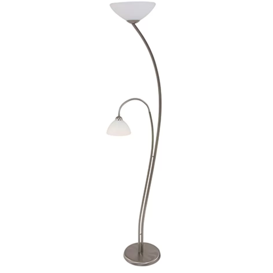 Leeslampen | Uplighters>Straluma Vloerlamp Capri staal/glas met leeslamp