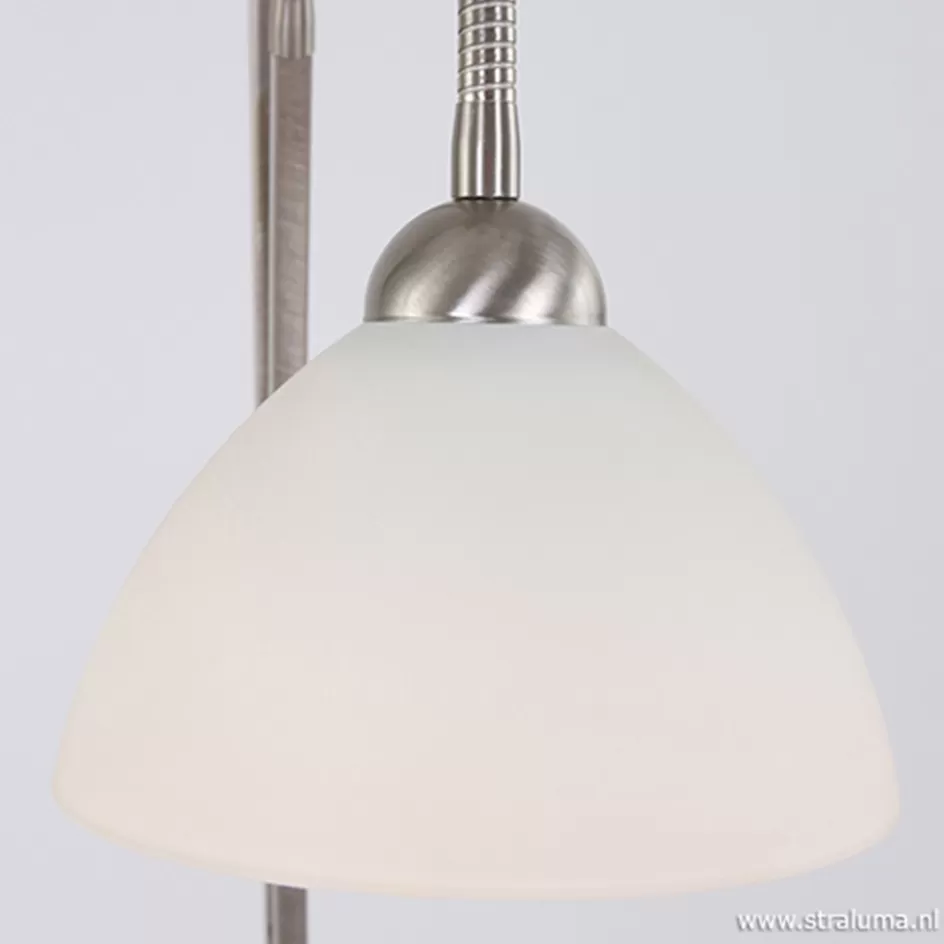 Leeslampen | Uplighters>Straluma Vloerlamp Capri staal/glas met leeslamp