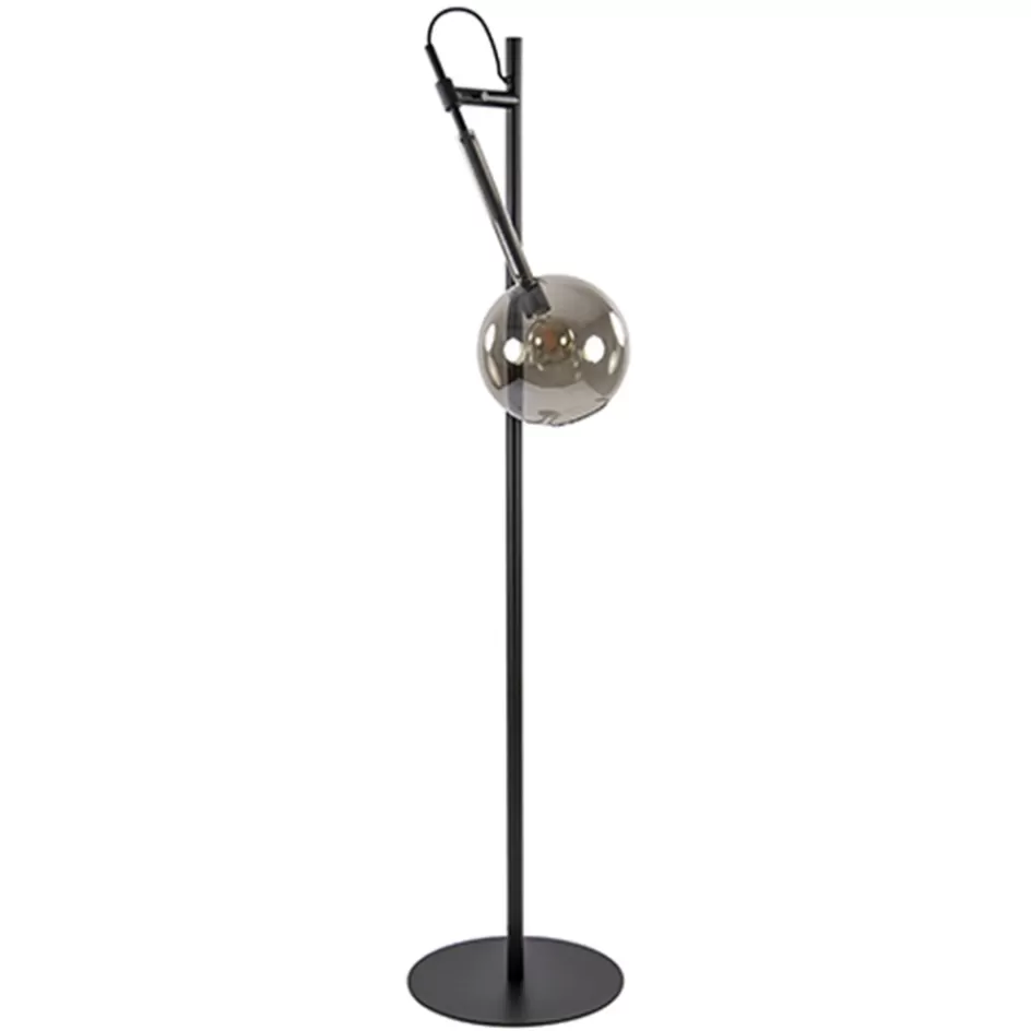 Slaapkamerlampen | Halverlichting>Straluma Vloerlamp Globe 1L zwart/smoke glas 25cm