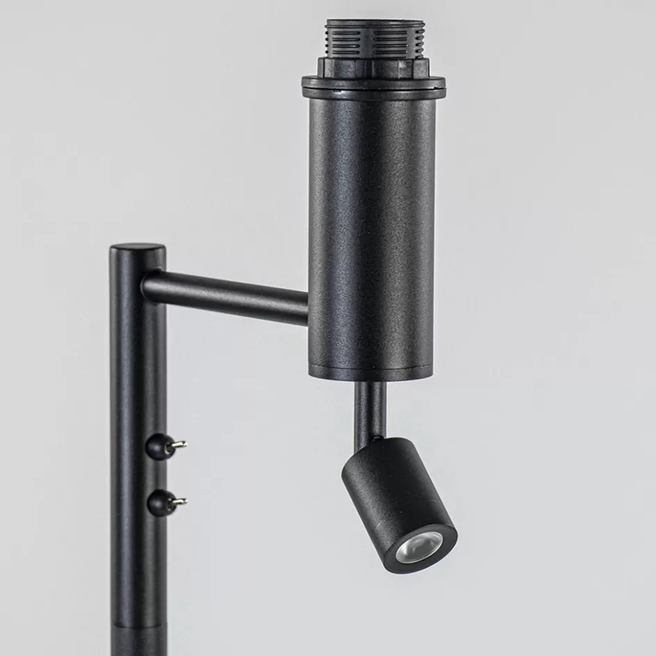 Vloerlampen | Lampenvoeten>Straluma Vloerlamp Havana + leesspot zwart z/kap