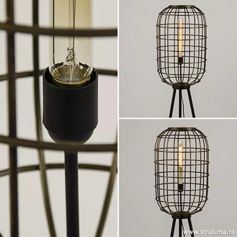 Light and Living | Kooilampen>Straluma Vloerlamp oud-brons zwart kooi