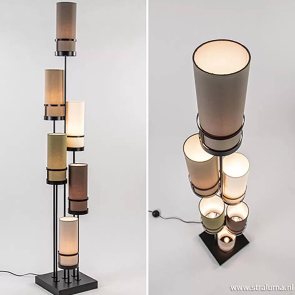 Woonkamerlampen | Slaapkamerlampen>Straluma Vloerlamp Sixt 6l multicolor bruin