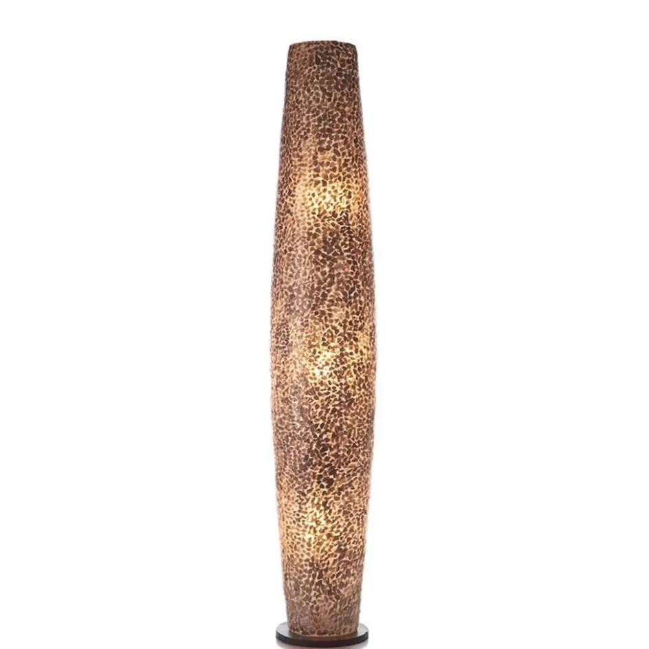 Schelpenlampen | Woonkamerlampen>Straluma Vloerlamp Wangi Gold zuil schelpen 150cm