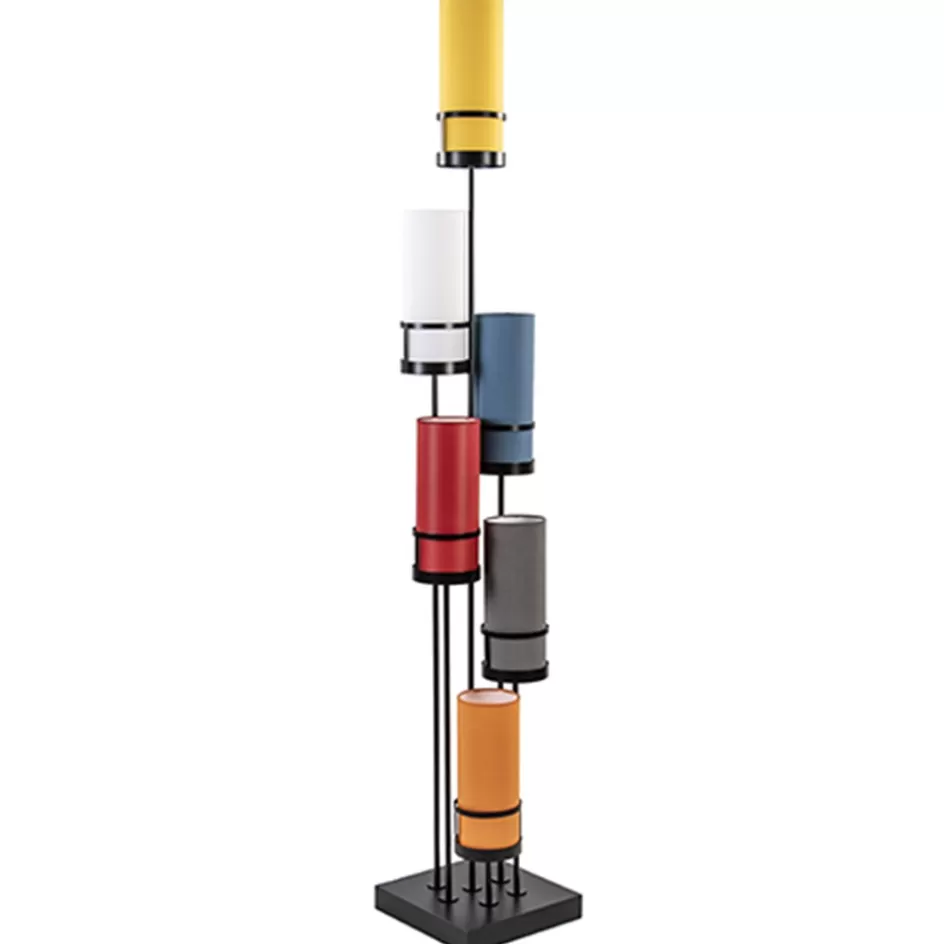 Slaapkamerlampen | Kantoorverlichting>Straluma Vloerlamp zwart 6L multicolor rood