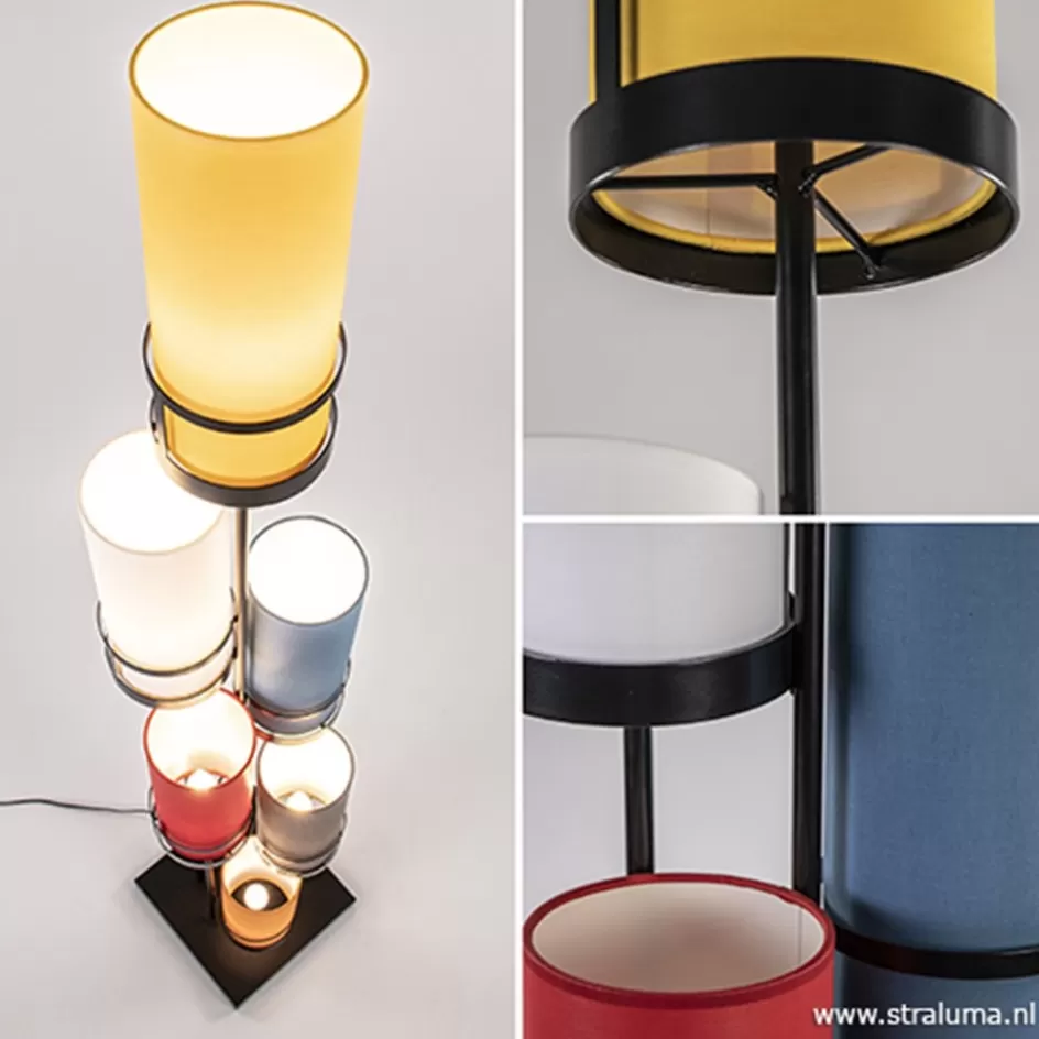 Slaapkamerlampen | Kantoorverlichting>Straluma Vloerlamp zwart 6L multicolor rood